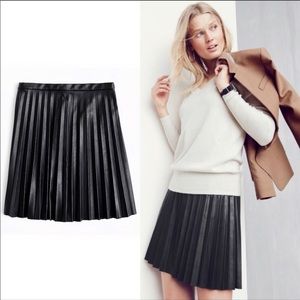 J. Crew faux leather pleated skirt
